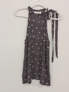 NWT Loft Polka Dot Tie Neck Lightweight Flowy Babydoll Swing Tank Top Large